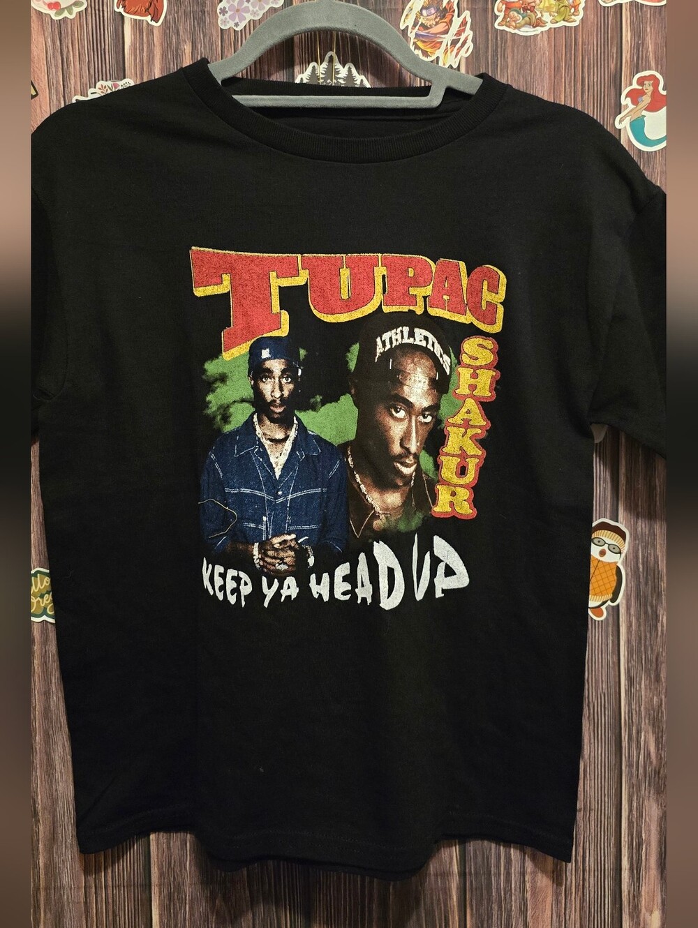 Tupac Shakur Graphic Tee - Black with Red & Yellow Print